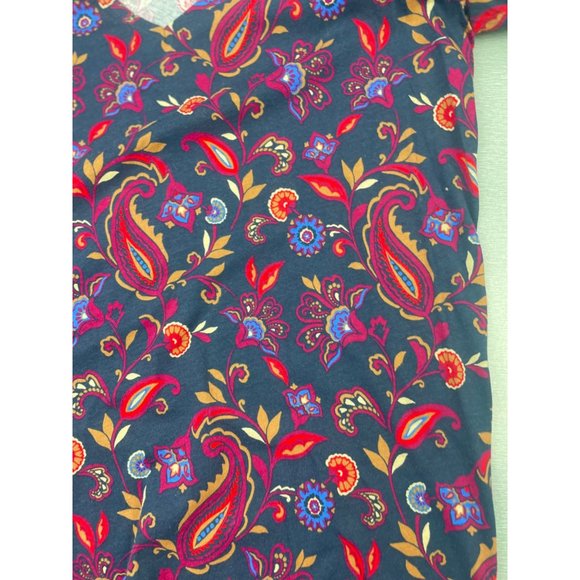 LOFT Women Paisley Ruffle Cinched Sleeve V-Neck Top Small - Picture 3 of 16